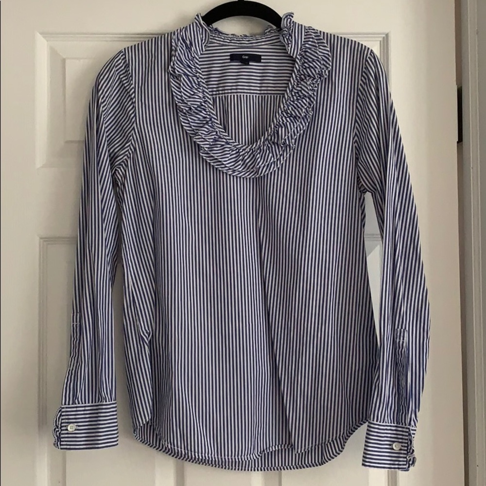 Gap Navy and White Striped Blouse